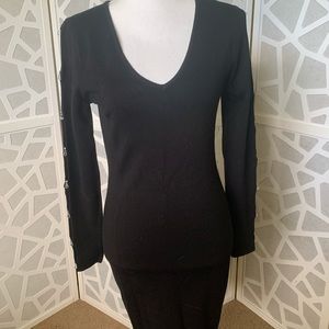 Venus Rhinestone Droplets Black Sweater Dress